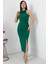 Gül Detay Yırtmaçlı Krep Elbise NY4264 5
