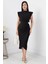 Dik Yaka Bel Toka Detaylı Elbise NY4409 3