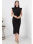 Dik Yaka Bel Toka Detaylı Elbise NY4409 5