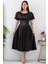 Balon Kol Kemerli Saten Elbise 39849 5