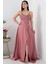 Saten Krep Askılı Elbise 13415 5