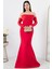 Straplez Uzun Kol Saten Elbise ECR5361 2