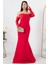 Straplez Uzun Kol Saten Elbise ECR5361 3