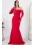 Straplez Uzun Kol Saten Elbise ECR5361 4