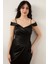 Askılı Pileli Yırtmaçlı Saten Abiye Elbise 39459 2