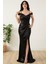 Askılı Pileli Yırtmaçlı Saten Abiye Elbise 39459 3