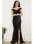 Askılı Pileli Yırtmaçlı Saten Abiye Elbise 39459 5