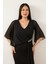 Beli Taş Detay Şifonlu Simli Elbise 39688 2