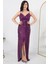 Askılı Yırtmaçlı Pulpayet Elbise 38845 3