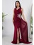 Beli Taşlı Yırtmaçlı Abiye Elbise ECR5301 5