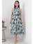 Halter Yaka Midi Çiçekli Elbise GRS3432 4