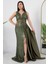 V Yaka Saten Detay Pulpayet Elbise ECR5366 4