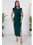 Omzu Vatkalı Gül Detaylı Krep Elbise NY4407 3