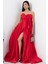 Straplez Yaka Yırtmaçlı Saten Elbise ECR5807 3