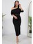 Omuz Düğmeli Kayık Yaka Elbise NY4427 5