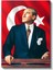 Türk Bayrağı Arka Planında Atatürk Portresi Kanvas Tablo 1