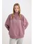 Coool Oversize Geniş Kalıp Fermuarlı Dik Yaka Sırt Baskılı Kalın Sweatshirt D7564AX24WN 3