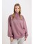 Coool Oversize Geniş Kalıp Fermuarlı Dik Yaka Sırt Baskılı Kalın Sweatshirt D7564AX24WN 4