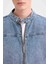 %100 Pamuk Kolej Yaka Fermuarlı Cepli Denim Ceket D0420AX24AU 5