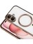 Case World Apple iPhone 16 Plus Mag Safe Özellikli Lens Korumalı Logo Gösteren Şeffaf Luxury Silikon Kılıf - Rose Gold 2