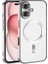 Case World Apple iPhone 16 Mag Safe Özellikli Lens Korumalı Logo Gösteren Şeffaf Luxury Silikon Kılıf - Gümüş 1