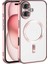 Case World Apple iPhone 16 Mag Safe Özellikli Lens Korumalı Logo Gösteren Şeffaf Luxury Silikon Kılıf - Rose Gold 1