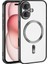 Case World Apple iPhone 16 Mag Safe Özellikli Lens Korumalı Logo Gösteren Şeffaf Luxury Silikon Kılıf -Siyah 1