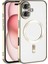 Apple iPhone 16 Mag Safe Özellikli Lens Korumalı Logo Gösteren Şeffaf Luxury Silikon Kılıf - Gold 1