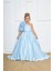 Mavi Rosetta Kız Çocuk Abiye Elbise Tek Omuz A-Line Düğün İçin Maxi Boy 1
