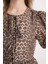 Regular Fit Yuvarlak Yaka Leopar Desenli Önden Bağlamalı Poplin Kısa Kollu Bluz E2670AX24AU 5