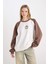 Coool Loose Fit Bisiklet Yaka Baskılı Renk Bloklu Sweatshirt D6669AX24WN 3