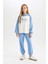 Kız Çocuk 2'li Takım Kapüşonlu Baskılı Sweatshirt Beli Lastikli Eşofman Altı D4065A824WN 1