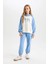 Kız Çocuk 2'li Takım Kapüşonlu Baskılı Sweatshirt Beli Lastikli Eşofman Altı D4065A824WN 2