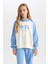 Kız Çocuk 2'li Takım Kapüşonlu Baskılı Sweatshirt Beli Lastikli Eşofman Altı D4065A824WN 3