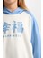 Kız Çocuk 2'li Takım Kapüşonlu Baskılı Sweatshirt Beli Lastikli Eşofman Altı D4065A824WN 4
