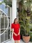 Joanne Karpuz Kol Mini Elbise 582540 Kırmızı 2