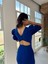 Joanne Karpuz Kol Mini Elbise 582540 Saks Mavisi 4