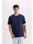 New Regular Fit Bisiklet Yaka Basic Düz Kısa Kollu Tişört E1091AXNS 3
