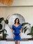 Tanem Madonna Yaka Saten Mini Elbise 582833 Saks Mavisi 1