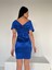 Tanem Madonna Yaka Saten Mini Elbise 582833 Saks Mavisi 5
