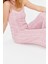 Kadın Pamuklu V Yaka Askılı Kol Pamuklu Çizgili Dantel Detaylı Ip Askılı Örme Pijama Takımı 1