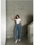 Kadın Mavi Kar Yıkama Rengi Yüksek Bel Skater Fit Bol Kesim Baggy Denim 1