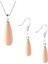 Pembe Inci Uzun Damla Küpe - Kolye Gümüş Set Kancalı Model 2