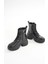 FZ-2550 Siyah Rugan Yüksek Tabanlı Bağcıklı Fermuarlı Günlük Kadın Bot 4