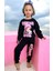 Kız Çocuk Oyuncak Bebek Fuşya Pembe Siyah Baskılı Sweatshirt Eşofman Alt Üst Takım 1