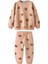 Unisex Çocuk Kahve Tonlu Mini Ayıcık Emoji Baskılı Sweatshirt Eşofman Alt Üst Takım 3 Iplik 1