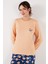 Streç Regular Fit Beli Lastikli Bisiklet Yaka Pijama Takımı Kadın Pijama Takımı 65714101 4