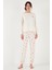 Streç Regular Fit Beli Lastikli Bisiklet Yaka Pijama Takımı Kadın Pijama Takımı 65714101 5
