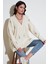 Çiçek Işlemeli Oversize Fit V Yaka Düğmeli Hırka Bayan Hırka 4616191 1