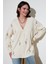 Çiçek Işlemeli Oversize Fit V Yaka Düğmeli Hırka Bayan Hırka 4616191 2